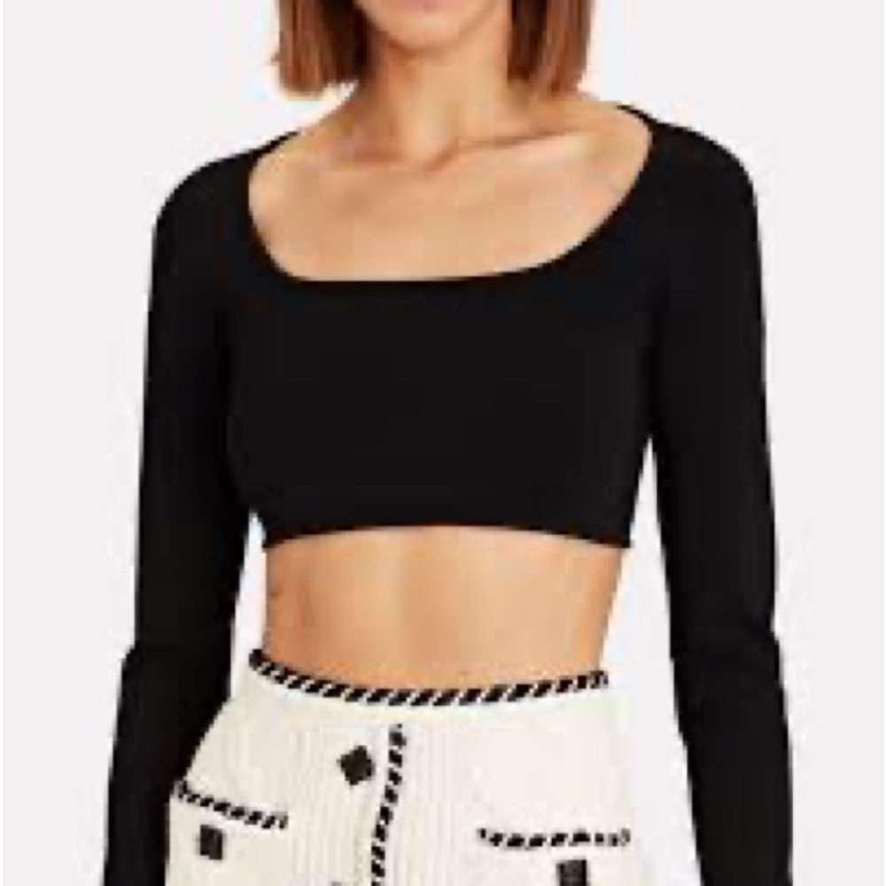 A.L.C. BELLE CROPPED KNIT TOP, Black, size S